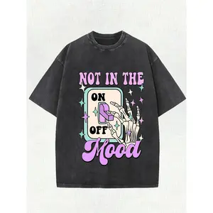 Mens Not in the Mood Graphic T Shirt 100 Cotton Casual Streetwear Short Sleeve Relaxed Fit Vintage Inspired Print Hand and Music Note Design Summer Casual Style Vintage Street Style