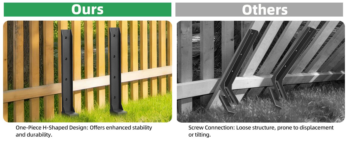 Fence Post Repair Kit, 33.5 Inch Heavy Duty Steel Anchor Stakes, One-Piece Fence Post Repair Stakes, Thickened Rustproof Anchor Ground Spike for Repair Tilted Broken Wood Posts Support