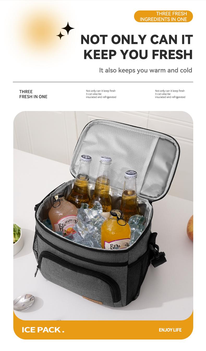 Insulated Lunch Bag for Women Men Reusable Lunch Box for Office Picnic Hiking Beach Leakproof Cooler Tote Bag Organizer with Adjustable Shoulder Strap for Adults