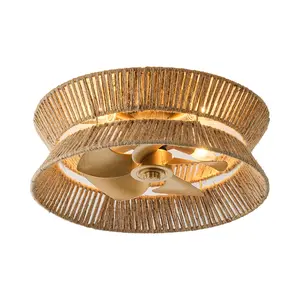 18" Reuben Bohemian Flush Mount Ceiling Fan with Light European retro pastoral style ceiling fan with lamp