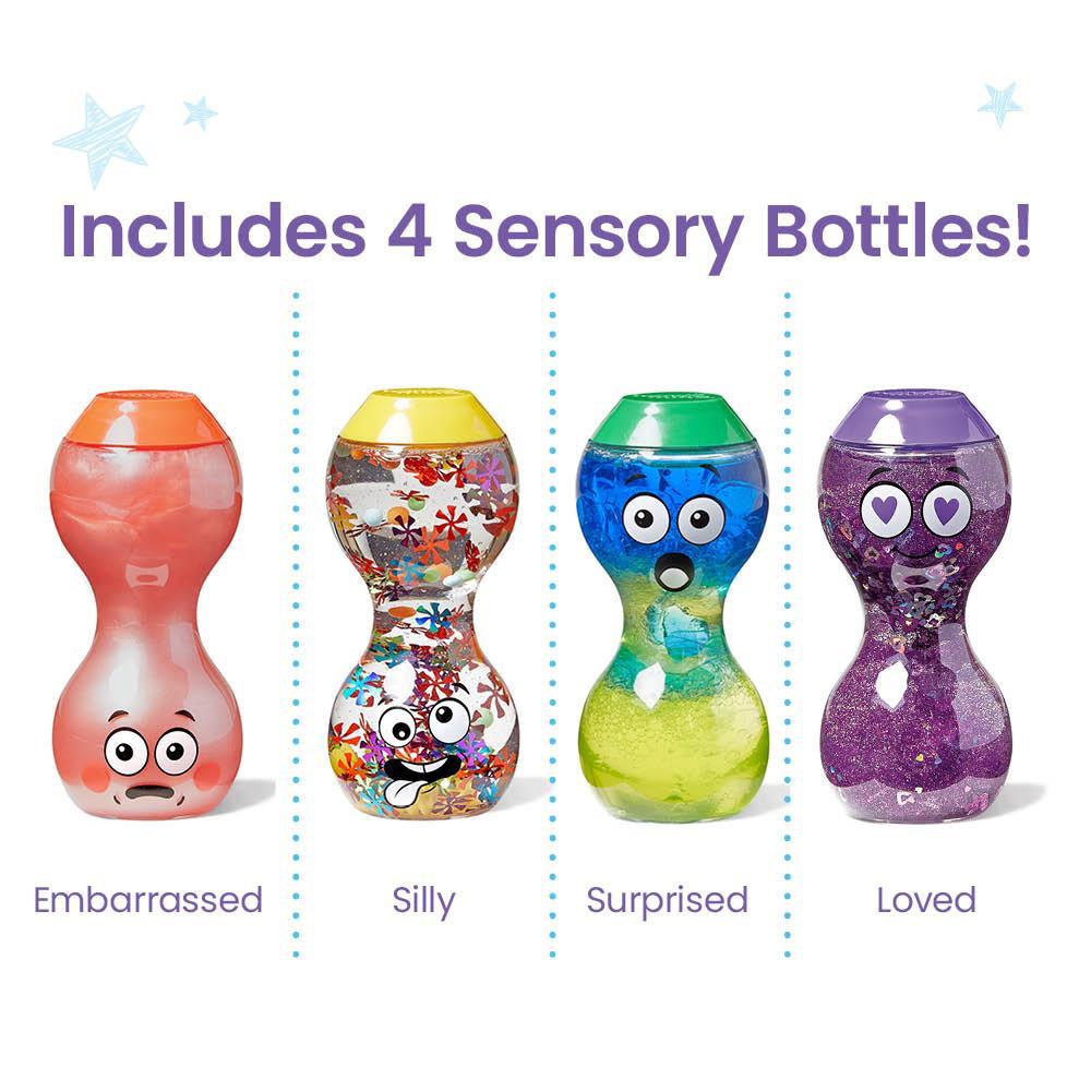 hand2mind Express Your Feelings Sensory Bottles- Primary Emotions, Secondary Emotions, Social Emotional Learning, Quiet Fidget Toys for Kids, Comfort Items for Anxiety, Toddler Calming Corner, Calm Down Corner Supplies