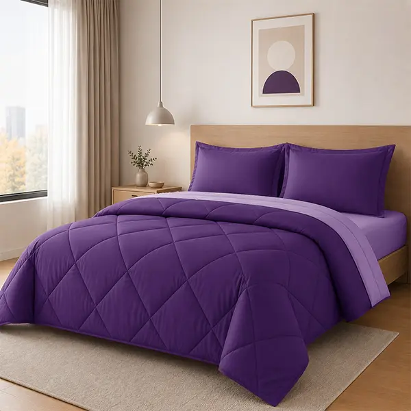 Reversible Double-Sided Fancy Comforter Set - Ultra Soft Lightweight Soft Bedding Sets,mellow comforter. Dual-Color Quilted Comforter with Pillowcases, Summer-Ready Bedding Collection, Fancy Bedding Sets
