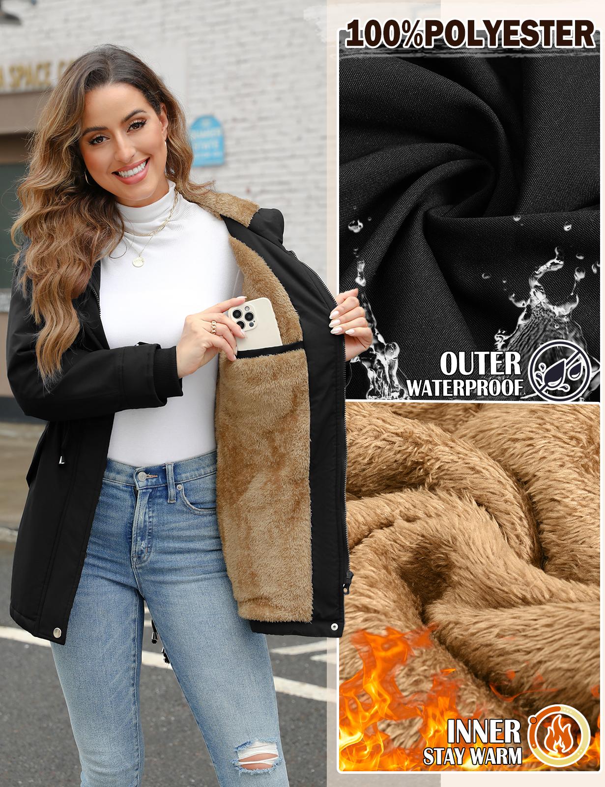 Women's Fleece Thicken Waterproof Rain Jacket Outdoor Lightweight Hooded Raincoat for Hiking Travel with Pockets For Winter FallFreshness #outdoorfun SpringStatements Women's Fleece Thicken Waterproof Rain Jacket Outdoor Lightweight Hooded Raincoat for Hiking Travel with Pockets For Winter FallFreshness #outdoorfun SpringStatements