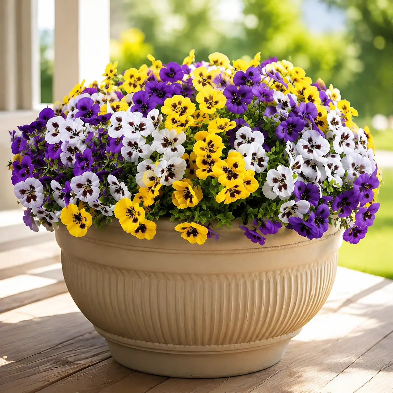 18PCS Lavender Artificial Pansy Flowers Faux Silk UV Resistant Outdoor Fake Flowers Bundles for Window Box Front Door Porch Patio Planter Home Decor