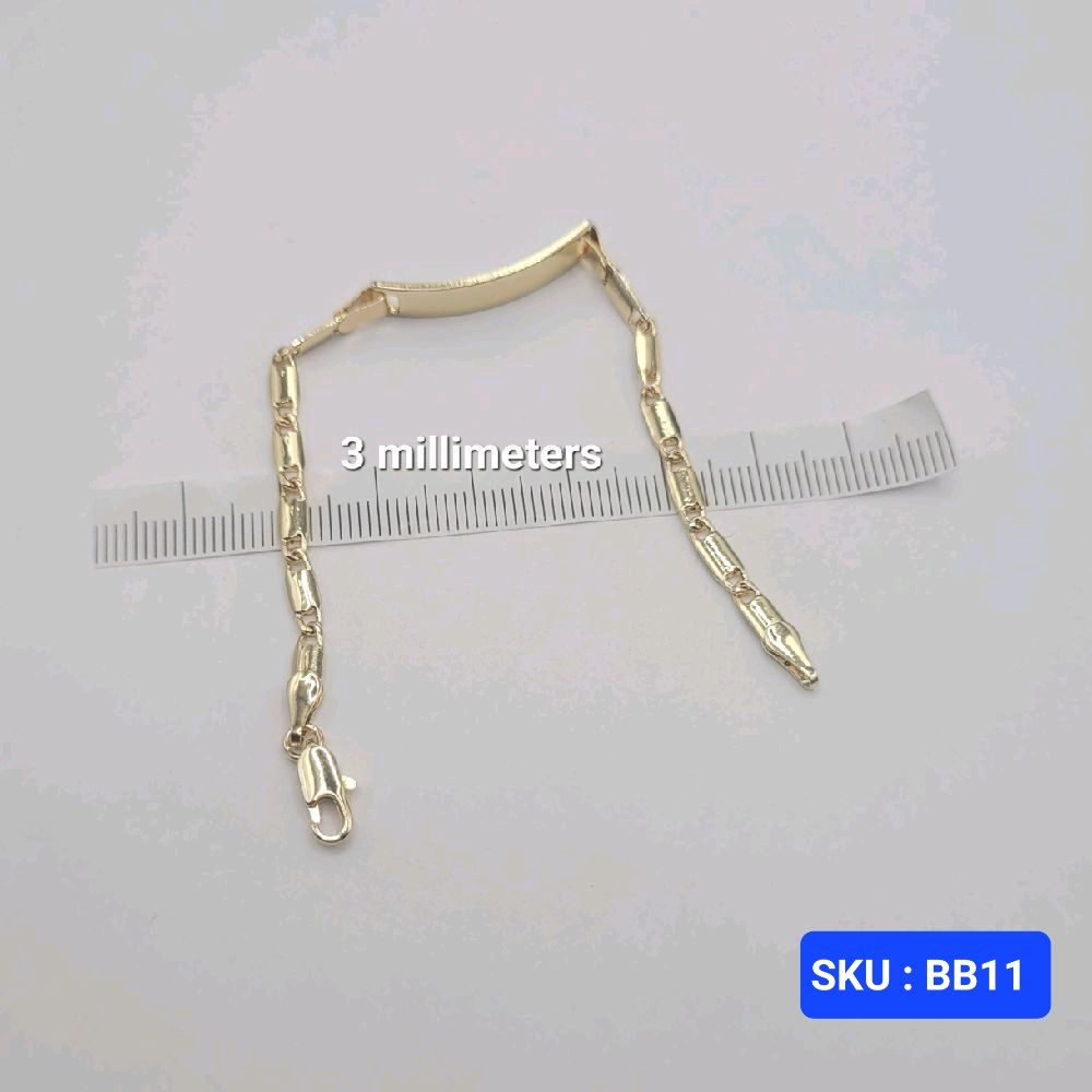 Bracelet for Babies & Small Kids Chain 6 Inches 5mm Plate 3mm Laminated Gold No Engraving Comfortable Fit Daily Wear Jewelry