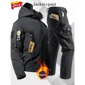 Men'S Heavy Duty Winter Jacket and Pants Set - Windproof & Rip-Resistant Hard Shell, Thermal Insulated Fleece Suit with Hooded Jacket & Full-Zip Pants, Loose Fit Outdoor Gear for Skiing, Snowboarding, Hunting, Camping - All-in-One Extreme Cold Weath