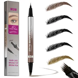 2-in-1 Eyebrow Pencil With Quad Micro-Tip, Waterproof Long-Lasting Microblading Finish, Dual-Ended For Brow And Eyeliner Application, Achieves Realistic Hair Strokes And Clean Lines, For Versatile Makeup Styles, Ideal For All Skill Levels