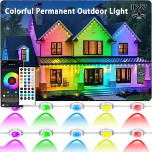 RGB Permanent Outdoor Flashlights - Waterproof Smart LED Eaves Lights with App/IR Remote Control, Music Sync & DIY Scenes, Perfect for Christmas, Halloween, Parties & Daily Decor, Ideal for House Roof