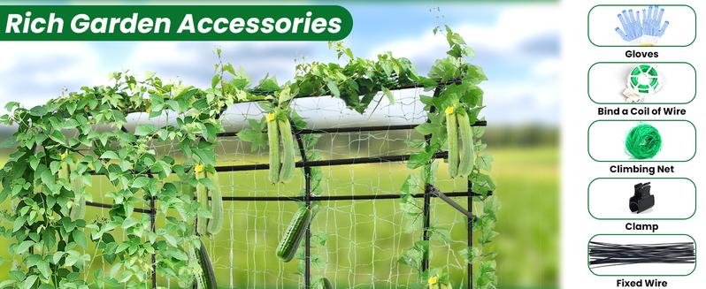 Tall Garden Arch Trellis for Climbing Plants Outdoor, 4/5/7/7.5 ft Tall Polyethylene-Coated Stainless Steel Garden Arch for Climbing Vine Vegetable/Fruit/Flower, Cucumber Trellis for Raised Bed, Black