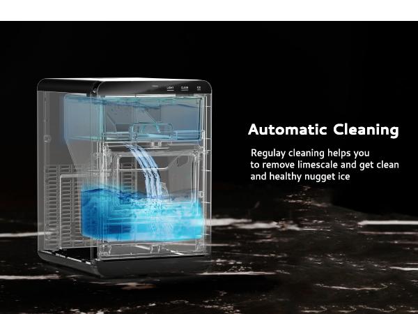 【 LIVE】EUHOMY：Nugget Ice Maker Countertop, 44Lbs/24H Pebble Ice Maker Machine, Self-Cleaning Pellet Ice Machine with Ice Scoop&basket, Sonic Countertop Ice Machine for Home/Kitchen/Office(Black)