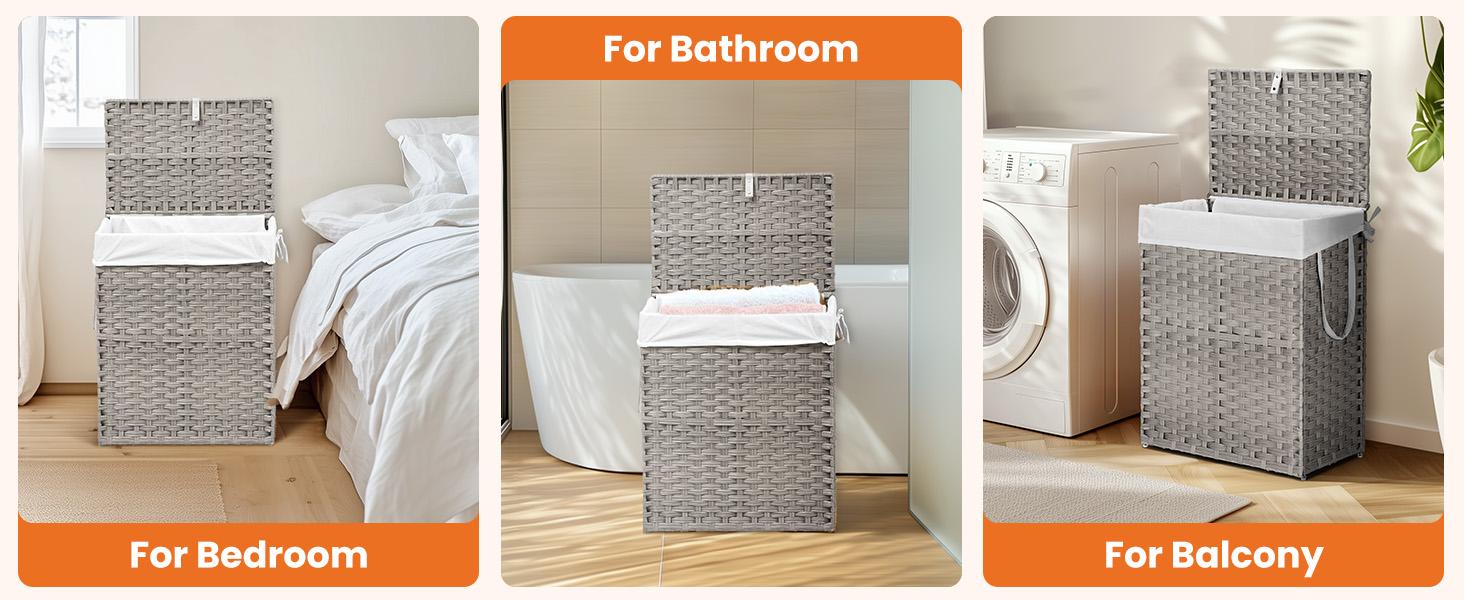 【Deal】Sweet Furniture Laundry Hamper-Large Capacity Clothes Basket with Lid, 23.8 Gallon (90L), Foldable Design for Bedroom,Bathroom, and Laundry Room Grey