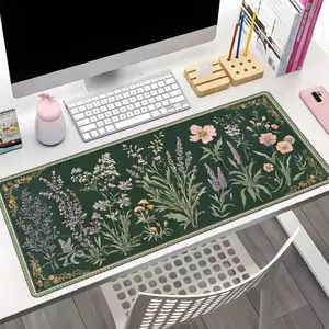 Floral  Pattern Desk Mat, Rectangle Gaming Desk Mat, Non-Slip Rubber Base Mousepad, Office Desk Keyboard Mouse Mat for Home Office Game Room Desk, Office Desk  Poccessories