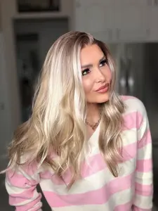 Lovestory Jeremy Highlights Color Synthetic Lace Front Wig with Natural Wave Texture and Soft Blonde Highlights