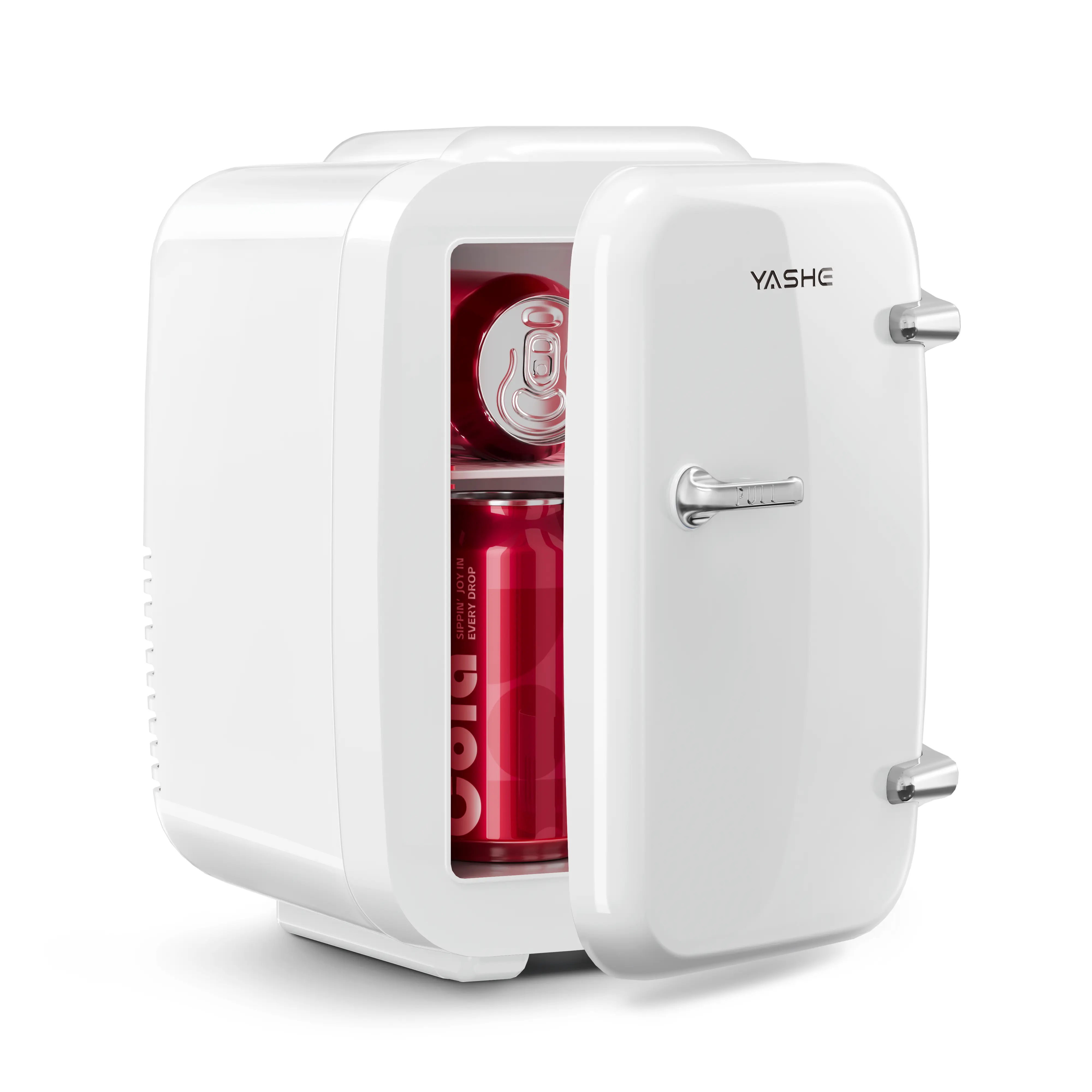 YASHE 4L/6-Can Portable Thermoelectric Cooler & Warmer Small Fridge, 110V AC 12V DC Quiet Operation, Compact Home Accessory for Skincare Cosmetics Medicine Drinks, Dorm Office Use, Cool/Warm Mode, Purple/Pink, Mini Fridge, Refrigerator