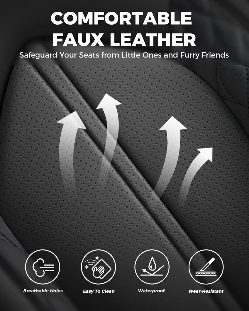 FREESOO Universal Car Seat Cover, Fits 6000+ Vehicles, Waterproof Breathable Leather, Full Set and Front Seat Covers for Sale | F2