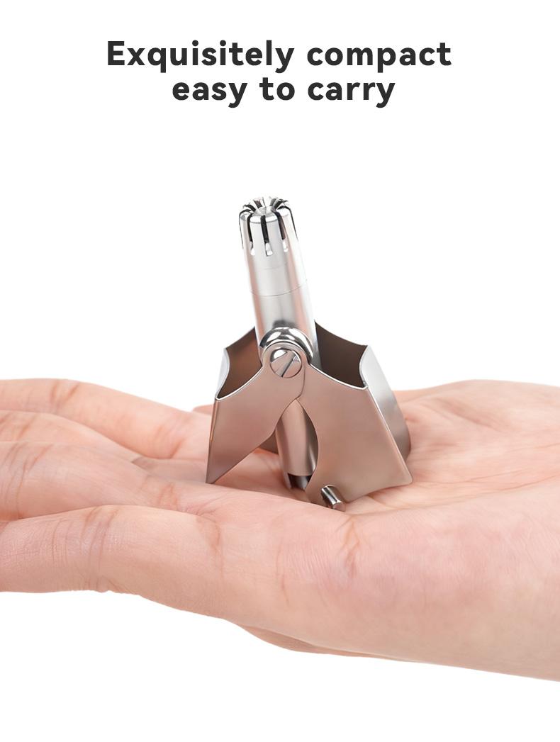 Manual Nose Hair Trimmer,Stainless Steel,Waterproof,No Battery Needed with Cleaning Brush Trimmer for Ear,Moustache and Whiskers Hair.