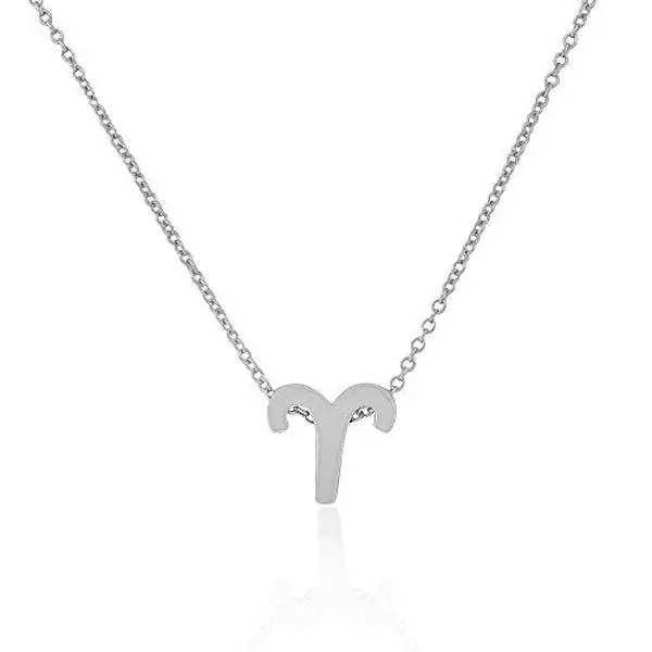 925 Sterling Silver Yellow Gold-Tone Small Aries Zodiac Sign Pendant Necklace for Adults