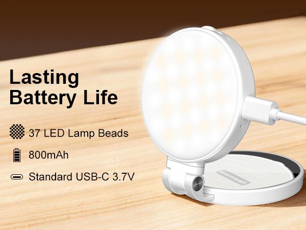 Newmowa 3-in-1 Magnetic Mirror Selfie Light – 360° LED Ring Light with MagSafe, Mirror and Phone Stand, Portable Rechargeable Fill Light, 3 Color Temperatures for Makeup, Live Streaming, Video Calls, Gift, Compatible with iPhone 17