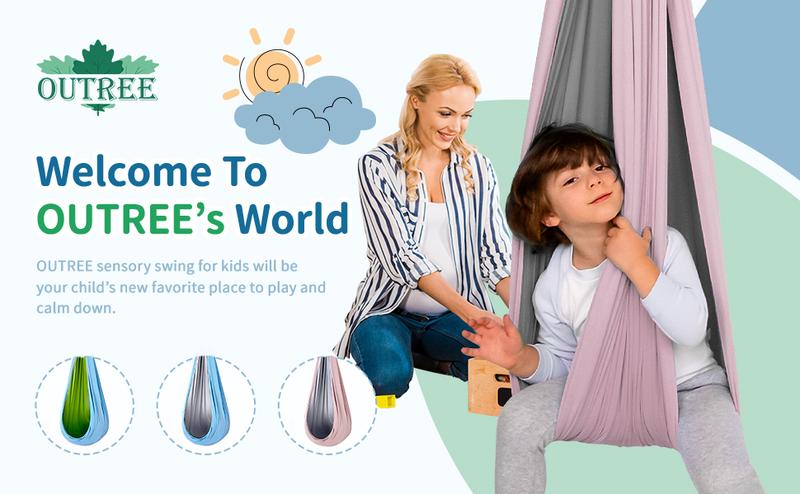 OUTREE Sensory Swing for 3+ Years Old Kids and Adults with AUT and ADHD - Double Layer and 360° Swivel Hanger, Portable Fun, Summer Turn Up & Father's Day Deal