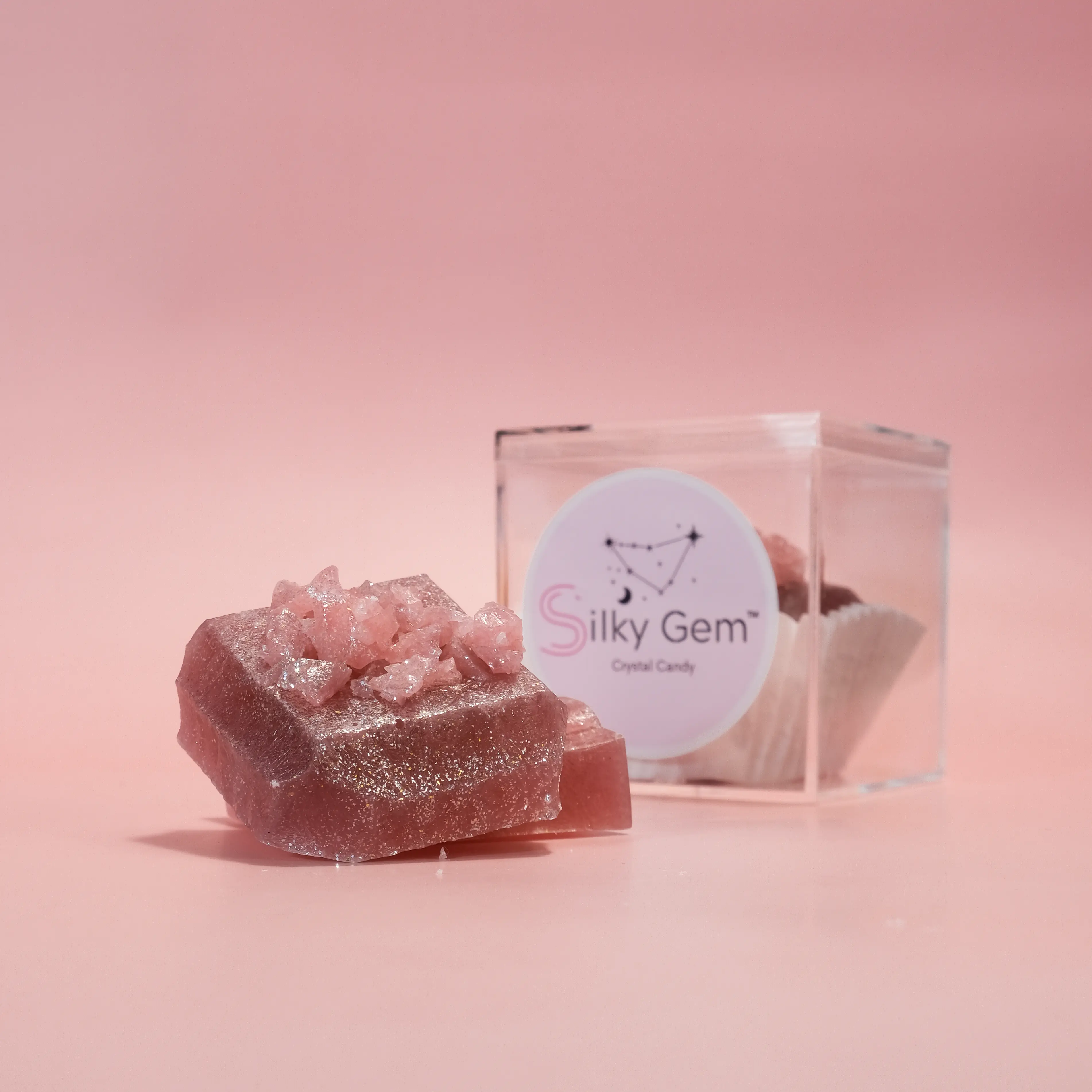 Silky Gem Crystal Candy - Two Piece Display with Unique Colors for Gourmet Decorations, Perfect for Tea, Gifts & Unique Celebrations
