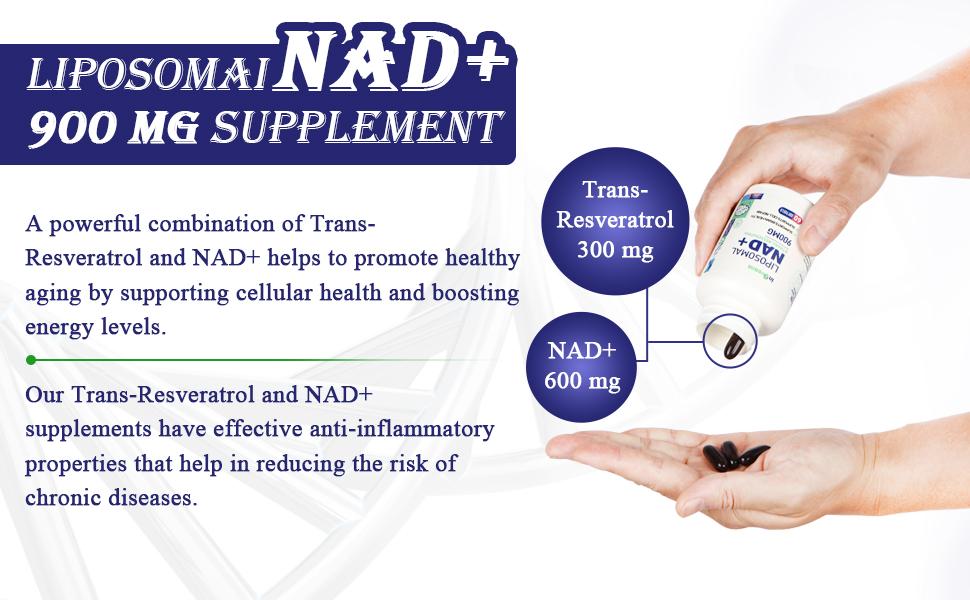 inGreens 900 mg Liposomal NAD+ Supplement with Trans Resveratrol 300 mg, Replaces NMN, Superior Absorption, True NAD Plus Supplement for DNA Repair and Boost NAD+, Aging Defense, Energy, 120 Softgels, 2 Pack non-pharmaceutical Fitness Edible