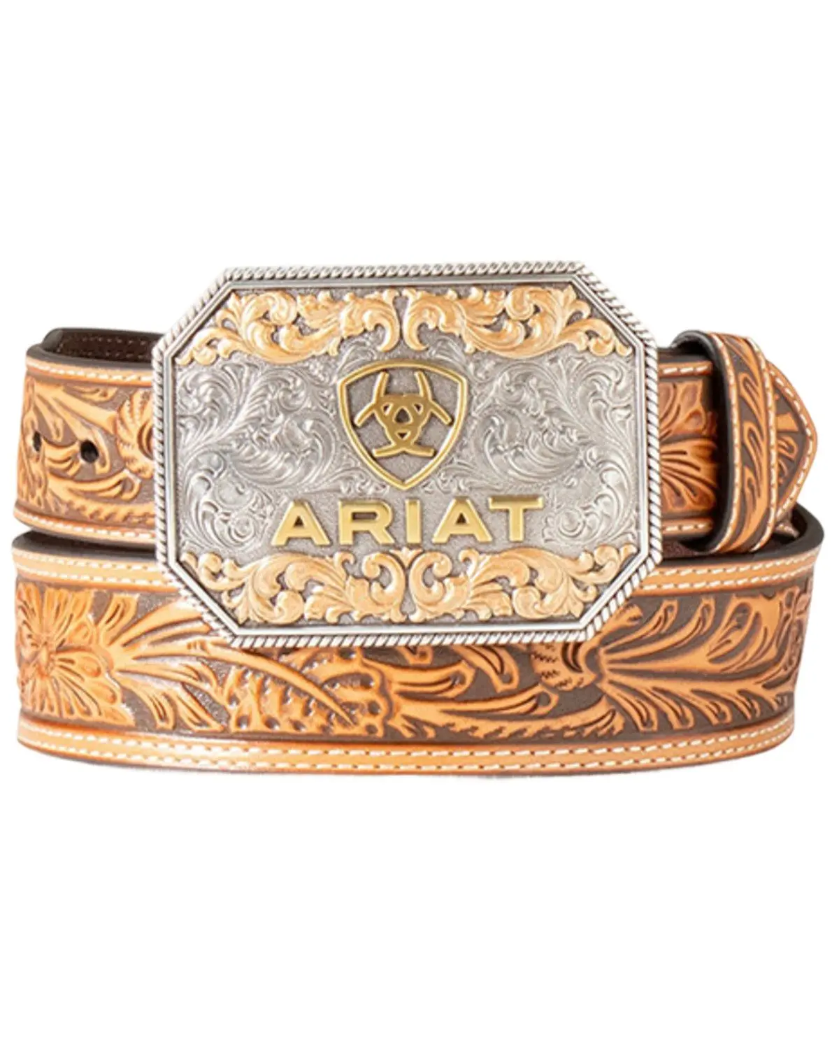 Ariat Men's Men'S Floral Embossed Leather Buckle Belt - A1042208