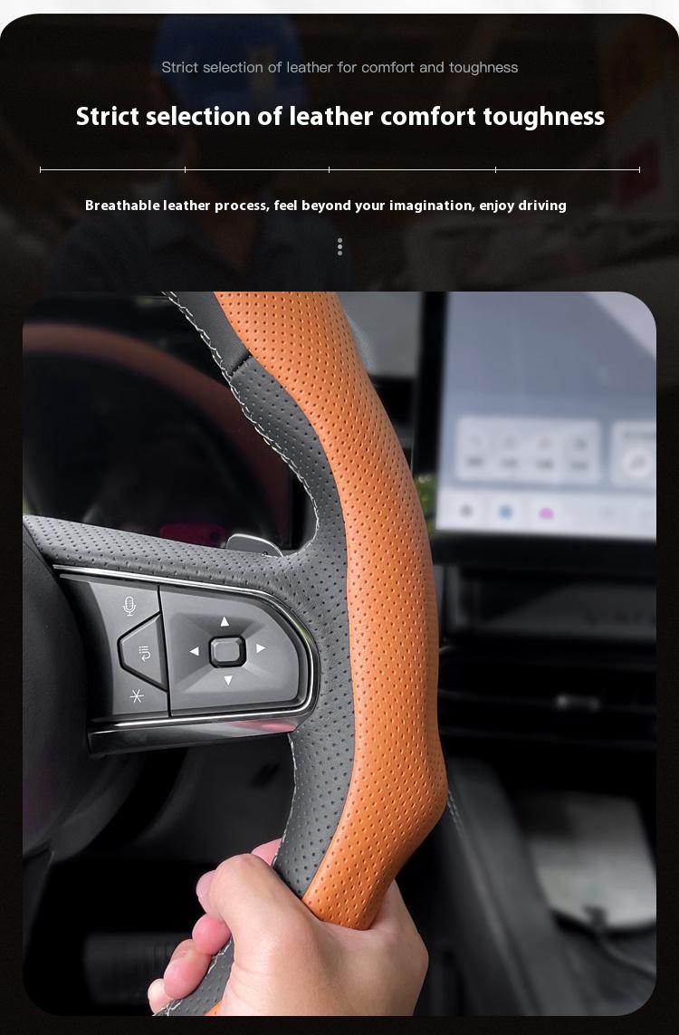 Hugexpen Nappa Leather Steering Wheel Cover New Quick TurnNon-Slip Breathable Ultra-Thin Universal Grip Cover Suitablefor Four Seasons car accessories