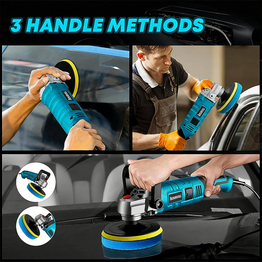 Buffer Polisher, 1600W 7 Inch Rotary Buffer Polisher Waxer, 7 Variable Speed 500-3300 RPM, Detachable Handle for Car, Boat Sanding, Polishing, Waxing