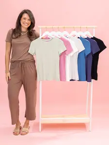 Dreamy Rib Crew Neck Short Sleeve Top by DD Design | S-3XL