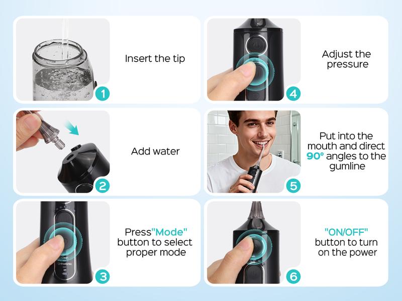 COSLUS C51 Water Flosser Teeth Pick: Portable Cordless Oral Irrigator 300ML, IPX7 Waterproof,Rechargeable Travel Irrigation Cleaner,Electric Flossing Machine for Teeth Cleaning 18 Pressure Settings, 2-Min Smart Timer, for Braces & Sensitive Teeth