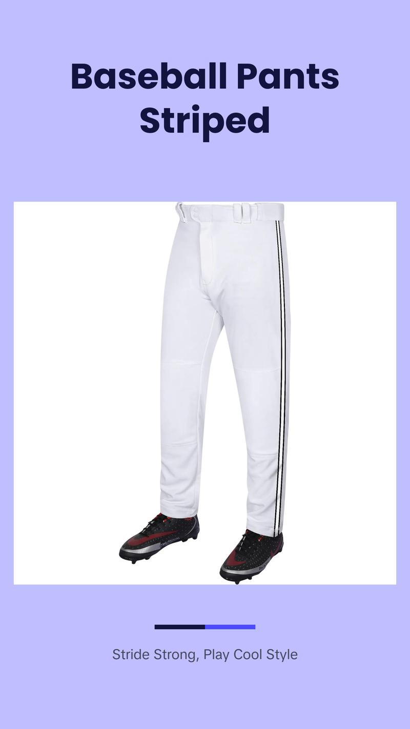 Proline Adult Full Length Baseball Pants with Stripes (White) Fabric Menswear Trouser Elastic