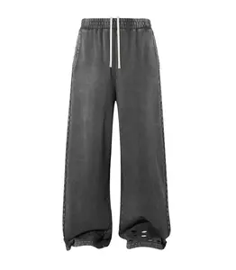 CHARCOAL DISTRESSED SWEATPANTS