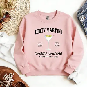 Dirty Martini Sweatshirt, Retro Cocktail and Social Club Sweatshirt, Girls Club Crewneck Hoodie Solid