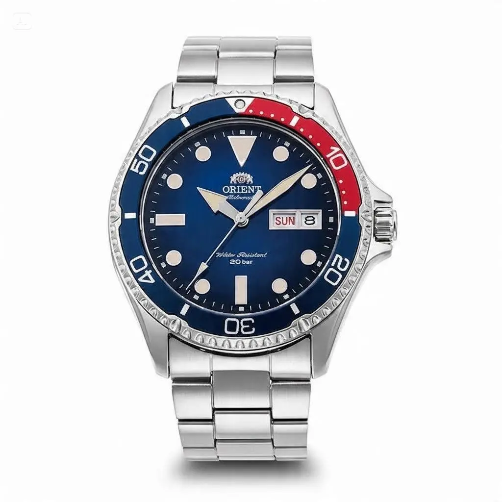 Orient Kamasu Mako Men's Automatic Diver Watch, 20Bar Water Resistant, Gradient Dial, Rotating Bezel, Luminous Day-Date, Stainless Steel Bracelet, Sports Diving Wrist Watch for Men Gifts