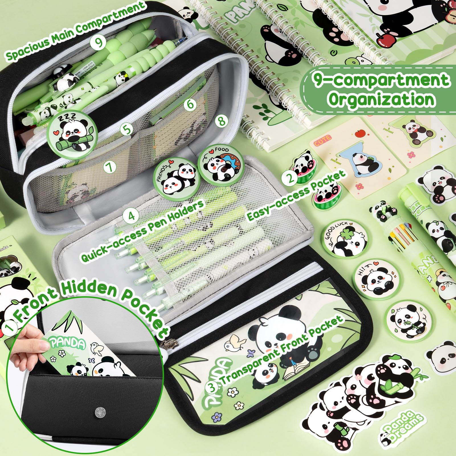 36PCS Cute Capybara School Supplies Set – Kawaii Stationery with Pencil Case Gel Pens Pencils Stickers Pins Notebooks Sticky Notes – Office Accessories, Birthday & Easter Gift Idea for Teen Girls