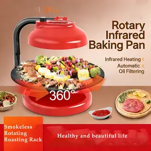 1390W Household Rotary Barbecue Grill, Smokeless Barbecue Machine, 2 Levels of Firepower,360° Heating/fast and Even/non-stick/2-level Heat Adjustment, Used for Barbecue,Suitable for Outdoor and Kitchen Use