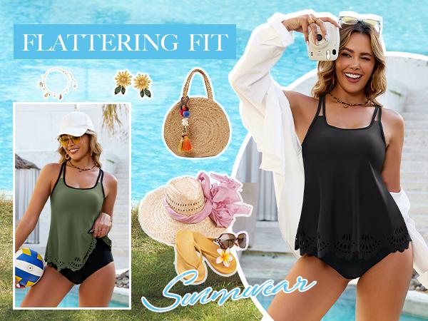 Blooming Jelly Womens Swimsuits Tankini Tummy Control 2 Piece Bathing Suit Modest Beach Vacation Clothes Blooming Jelly Womens Swimsuits Tankini Tummy Control 2 Piece Bathing Suit Modest Beach Vacation Clothes
