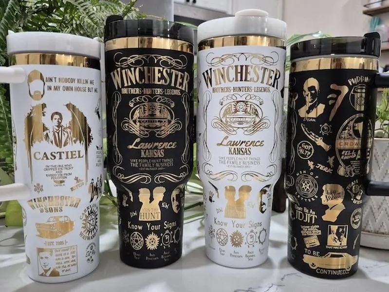 Winchester Tumbler - Supernatural Inspired - 40oz and 30oz GOLD Plated Stainless Steel Custom Engraved Tumbler