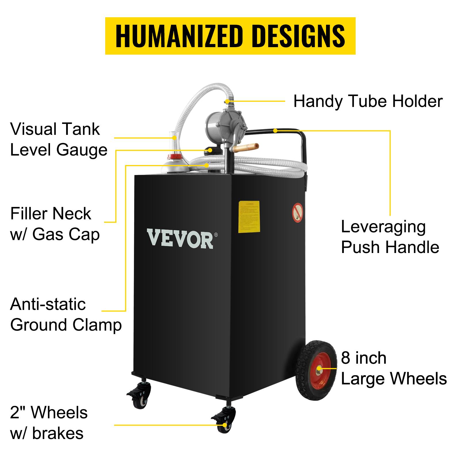 【Spotlight Day】VEVOR 30 Gallon Fuel Caddy, Gas Storage Tank & 4 Wheels, with Manuel Transfer Pump, Gasoline Diesel Fuel Container for Cars, Lawn Mowers, ATVs, Boats, More, Black Bottles Hand,w/Wheels 【Spotlight Day】VEVOR 30 Gallon Fuel Caddy, Gas Storage Tank & 4 Wheels, with Manuel Transfer Pump, Gasoline Diesel Fuel Container for Cars, Lawn Mowers, ATVs, Boats, More, Black Bottles Hand,w/Wheels