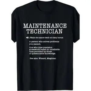 100% Cotton Maintenance Technician Repair Worker Handyman T-Shirt - Soft Breathable Casual Round Neck Tee with Handyman & Tools Graphic Print, Unisex for Men & Women, Machine Washable Workwear Gift