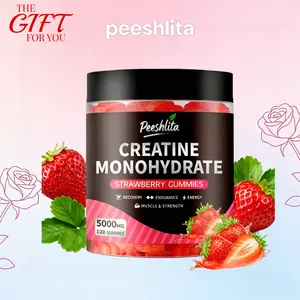 Peeshlita CORE Creatine Monohydrate Gummies 5g | Sugar Free, Strawberry Flavor, 120 Count | Valentines Day Fitness Gift for Him & Her | Pre Workout Supplement for Muscle Strength & Endurance Support