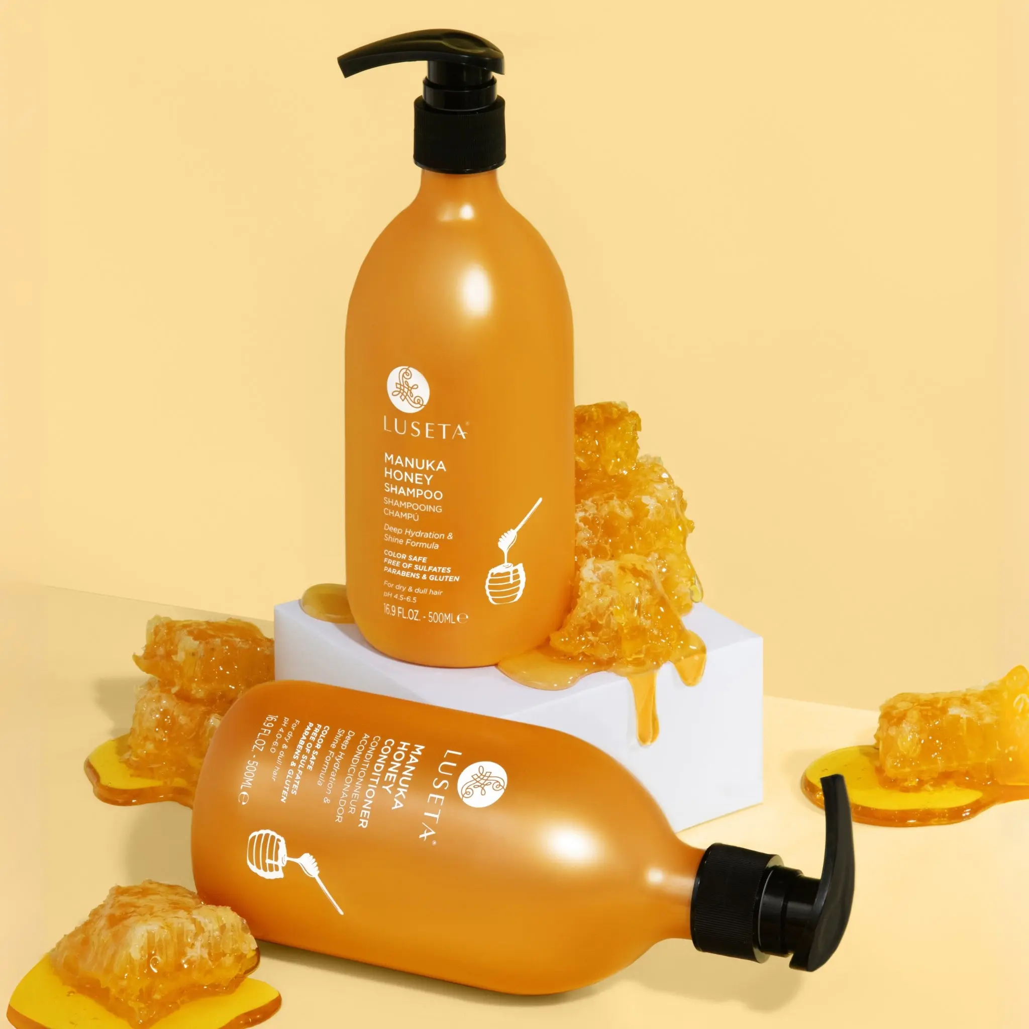 Luseta Manuka Honey Shampoo & Conditioner Set Hydrating and Moisturizing for Dry, Damaged and Dull Hair Restores Shine & Softness and Sulfate-Free 2x16.9oz