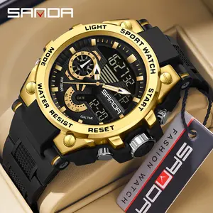 Men's digital watch, waterproof, dual display, LED luminous, alarm clock and stopwatch functions - an excellent choice for outdoor activities. oval quartz