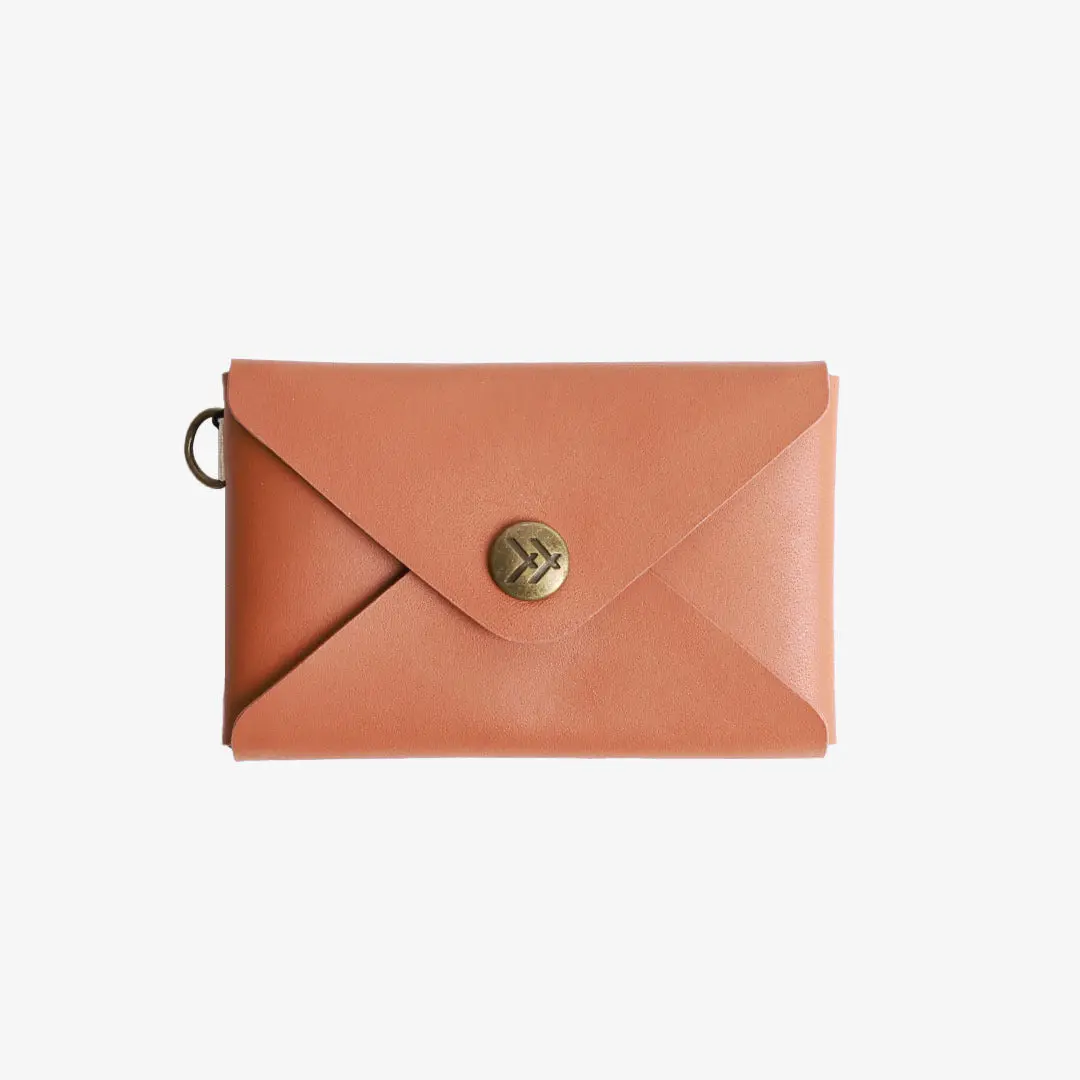 Thread Envelope Wallet – Slim Button Closure Card Case – Minimal No-Bulk Carry– Compact Leather Wallet– Holds 10 Cards