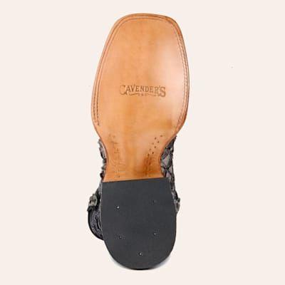 Cavender’s Men’s Wide Square Toe Western Cowboy Boots – Charcoal Gray & Black