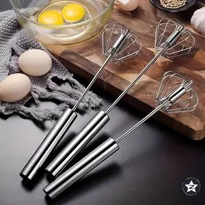 Stainless Steel Semi-Automatic Egg Beater Multifunctional Milk Frother for Mixing Kitchen Utensils & Accessories Household Supplies