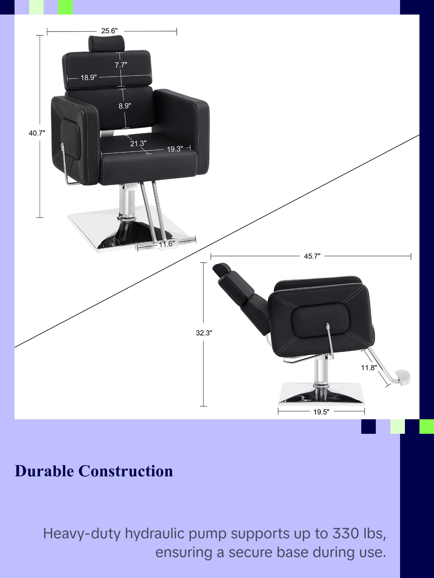 BarberPub Barber Chair, Reclining Hydraulic Salon Chair for Barbershop 2065