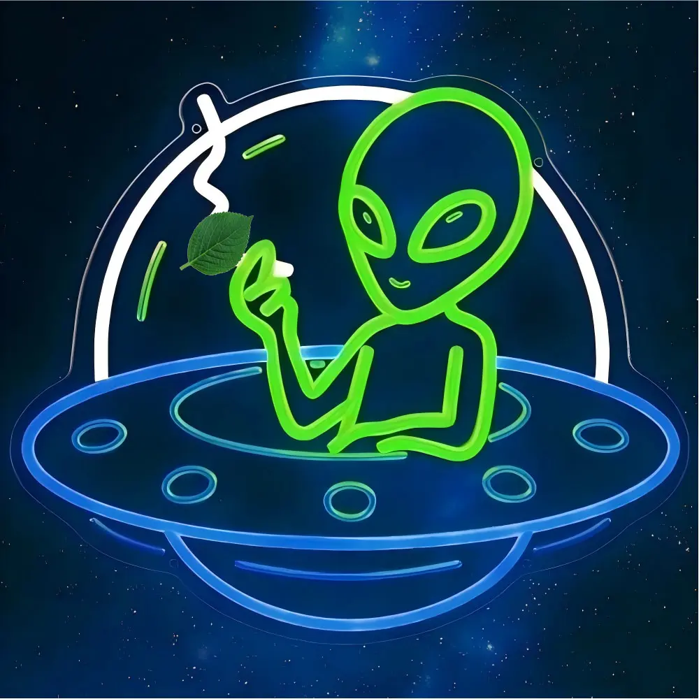 Alien UFO LED Neon Lights - 40x15.8 in USB Powered Wall Mount Decor, RGB Eco LED Tubes for Bars, Psychedelic Glow Party Wall Spotlight, summerwins Ambient Decor Lighting, Decorative Wall Light, Valentine's Day