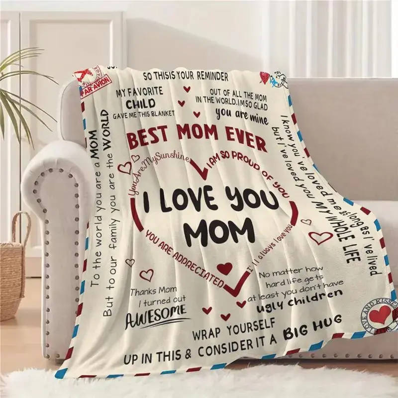Mother's Day Gift - Letter to Mom Blanket, soft and comfortable, warm blanket, for use in air-conditioned rooms, warm nap blanket, gift for family office, travel day