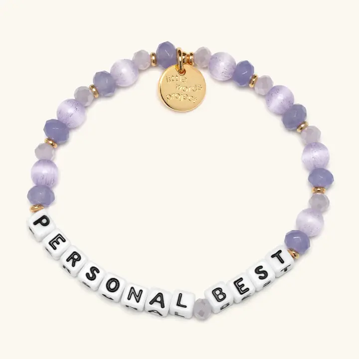 Inspirational Beaded Bracelet for Athletes, Hand-crafted Acrylic and Cat Eye Glass Fashion Jewelry with 'Personal Best' Message and Trackable ID, Fashion Bracelet, Bead Bracelets